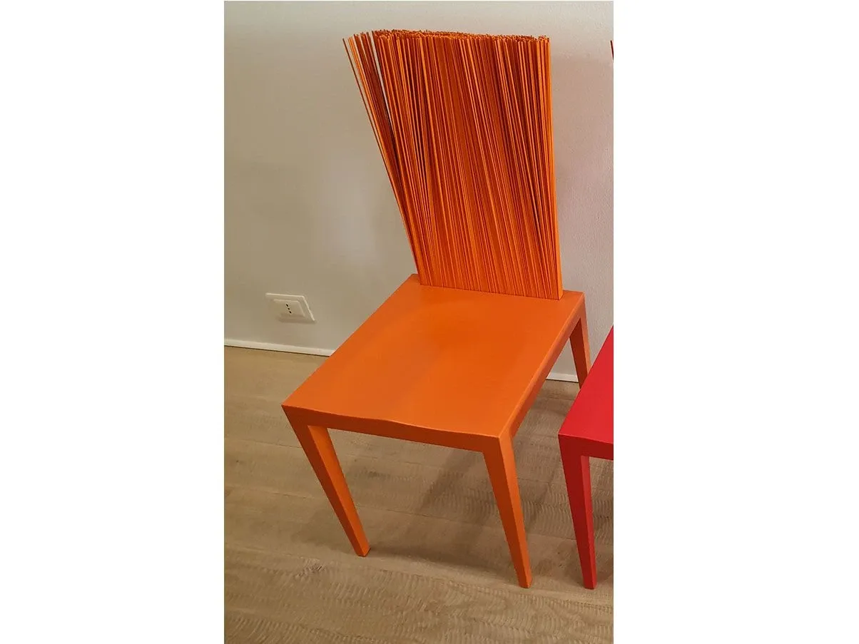 Jenette polyurethane chair with PVC threads (orange), Edra 