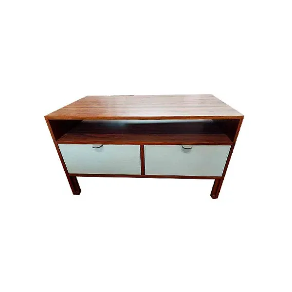 Meo bedside table by Chi Wing Lo in Pau wood and leather, Giorgetti 