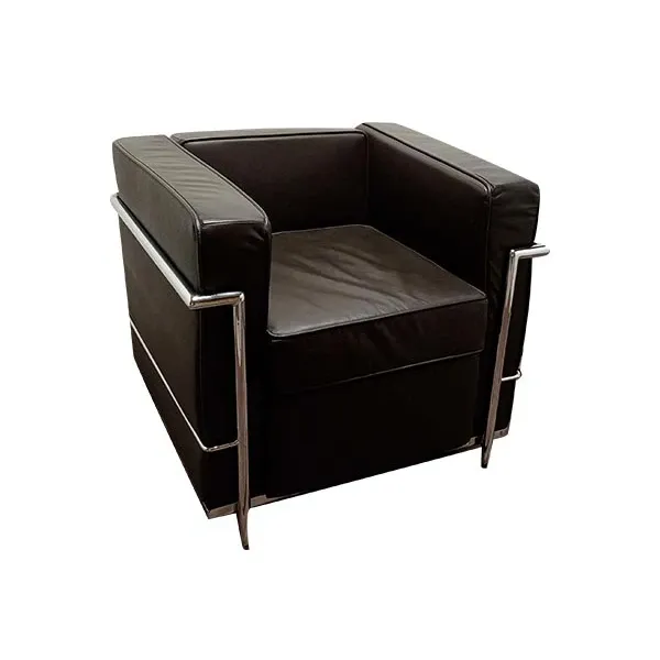 Iconic LC 2 armchair in dark brown leather, Alivar image