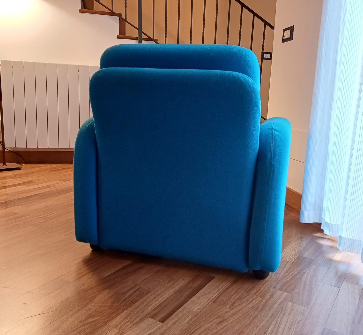 Pair of Blue Fabric Office Chairs (1990s Vintage) Front