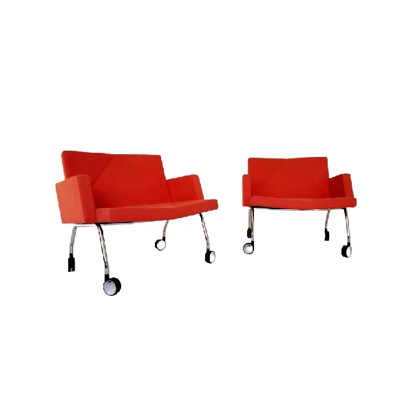 Set of 2 red 81 series armchairs, Swedese image