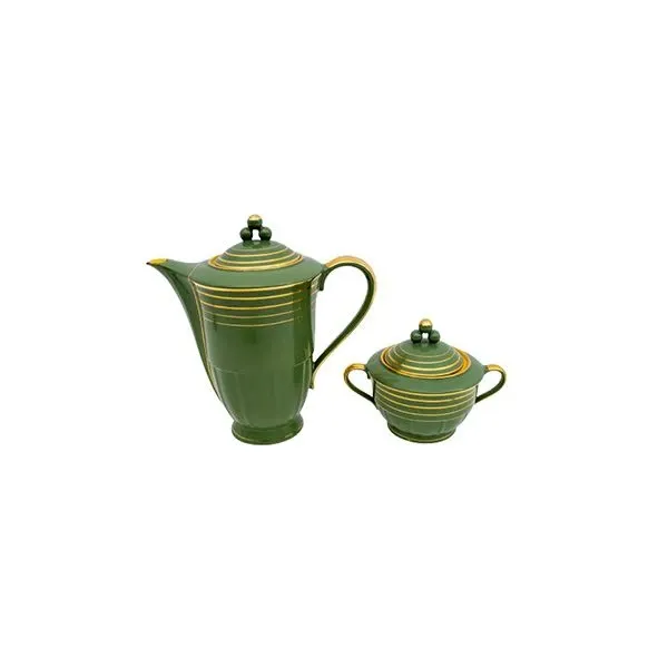 Set da tè in ceramica smaltata e oro, Richard Ginori 