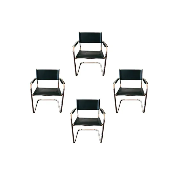 Set 4 sedie B34 di Marcel Breuer pelle (nero) 4