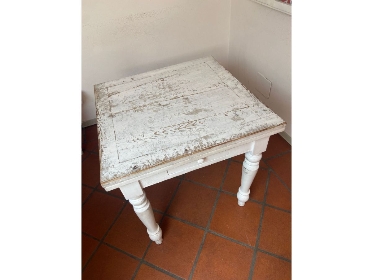 Tavolo vintage allungabile in legno bianco ('800)