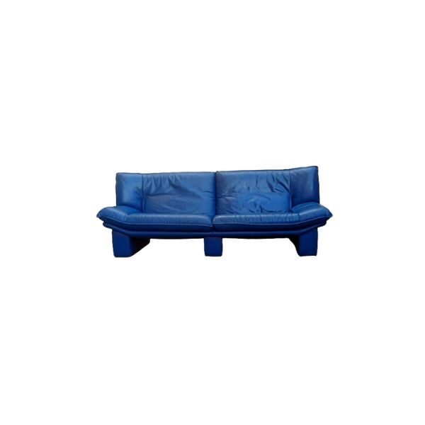 Ambassador 3 seater sofa in blue leather (80s), Nicoletti  image