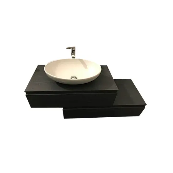Mobile bagno con lavabo e cassettoni in legno (grigio), Arbi 