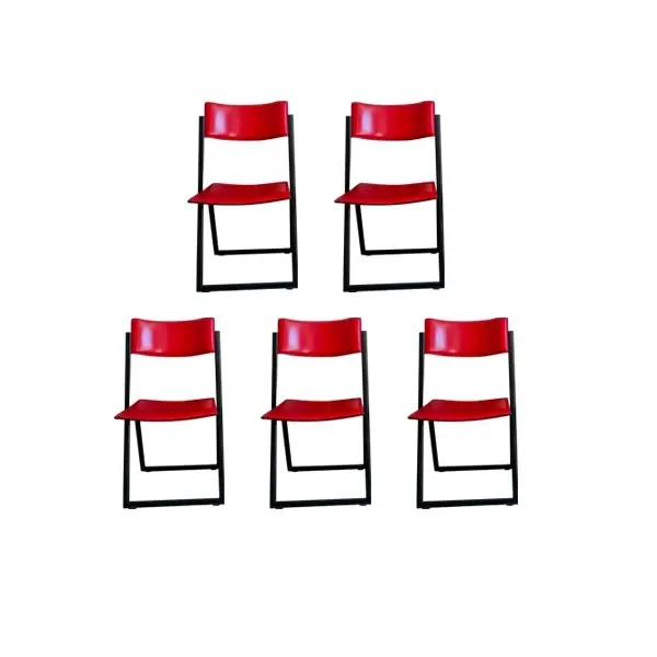 Set of 5 Garina folding chairs in leather (red), Matteograssi image