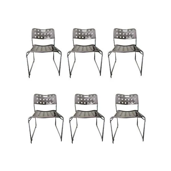 Set of 6 stackable chairs by Rodney Kinsman in steel, Bieffeplast image