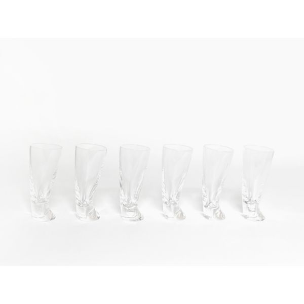 Set of 6 Touch Glass vodka glasses by Angelo Mangiarotti, Cristalleria Colle image