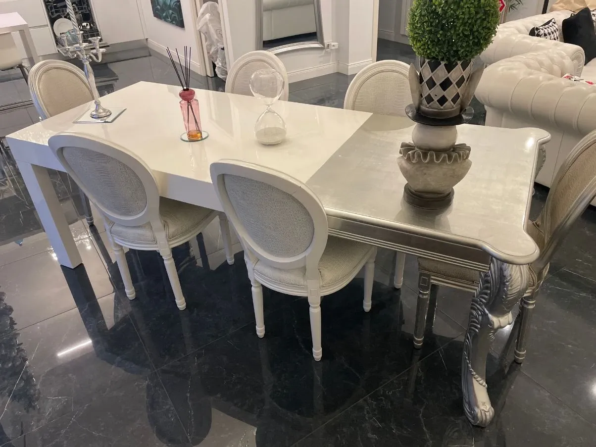 Janus white table and 6 chairs set 2