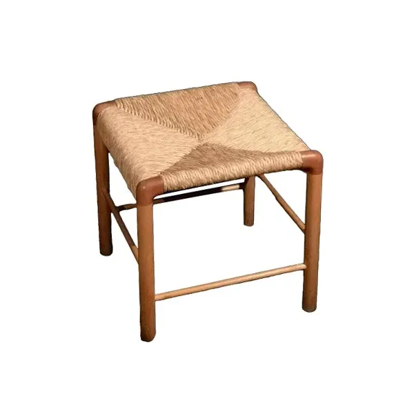 Vintage stool by Gio Ponti in wood and straw, Neoponti image
