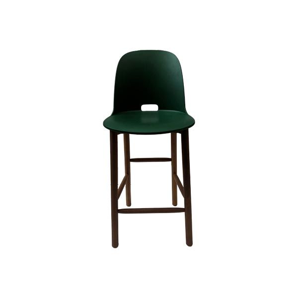 Sgabello Alfi con schienale alto verde, Emeco image