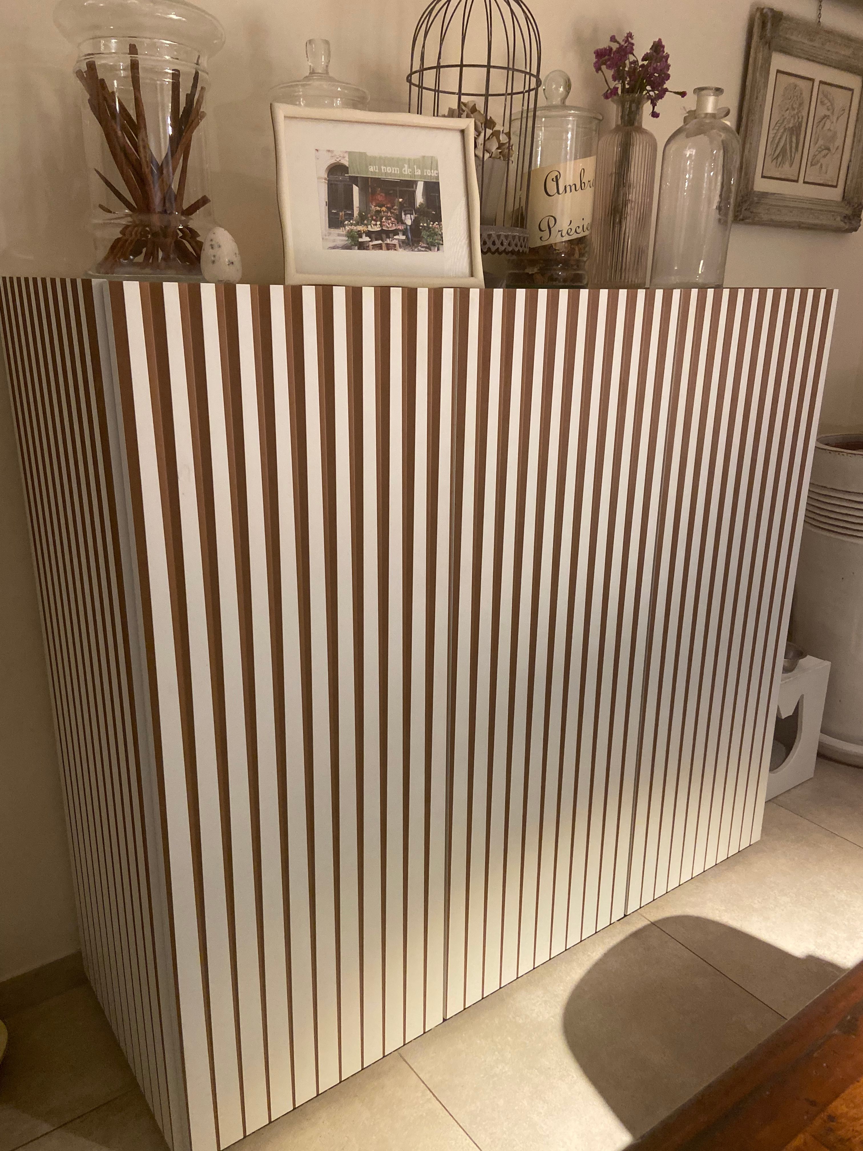 Sideboard Dorotea mit 3 Türen in Weiß und Braun Front