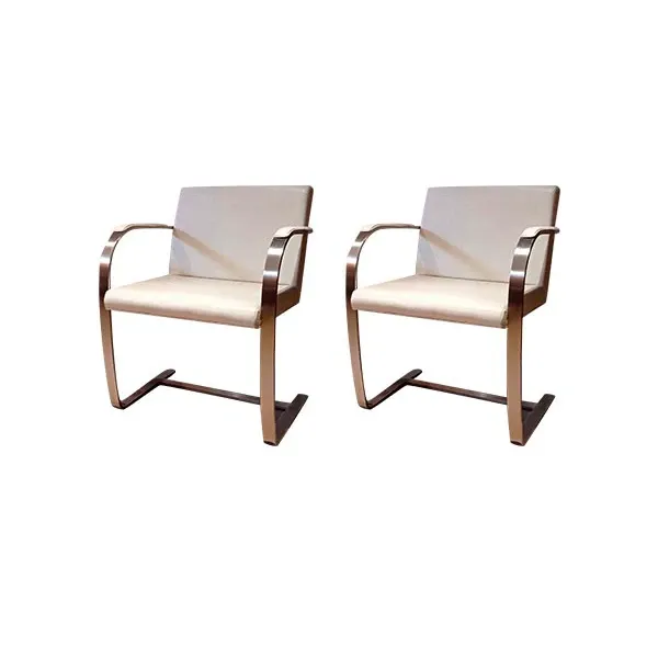 Set of 2 Brno chairs in beige leather (1980s), Alivar image