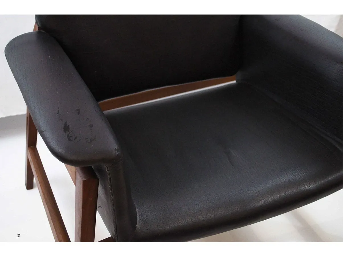 Set di 2 poltrone in stile scandinavo in pelle (nero) 7
