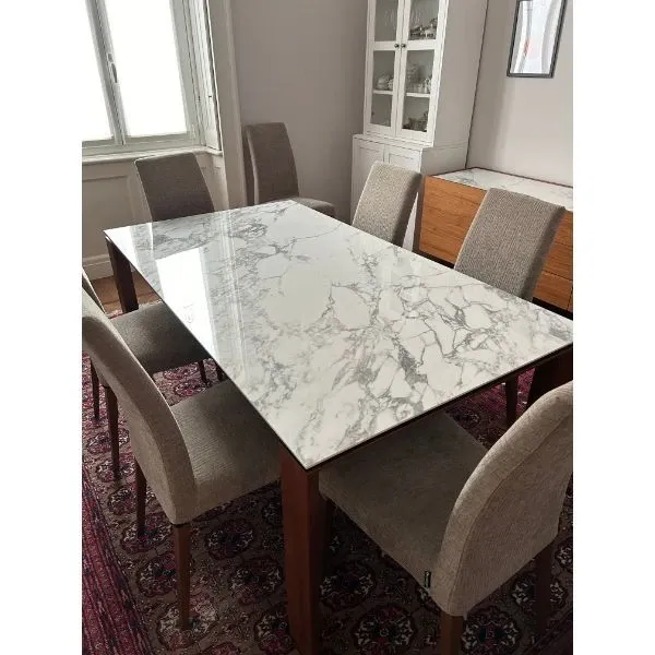 Tavolo Omnia con piano effetto marmo bianco, Calligaris image
