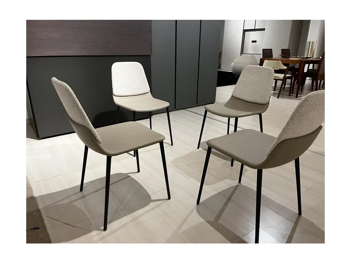 Set of 4 Ermes chairs in eco-leather and fabric, Lago 3