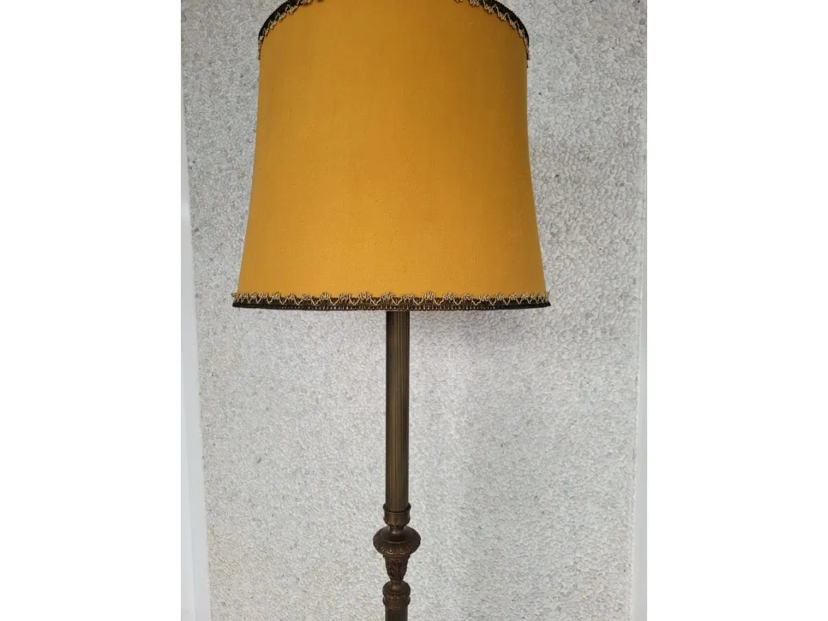 Lampada da terra in ottone e tessuto vintage (anni'50),  7