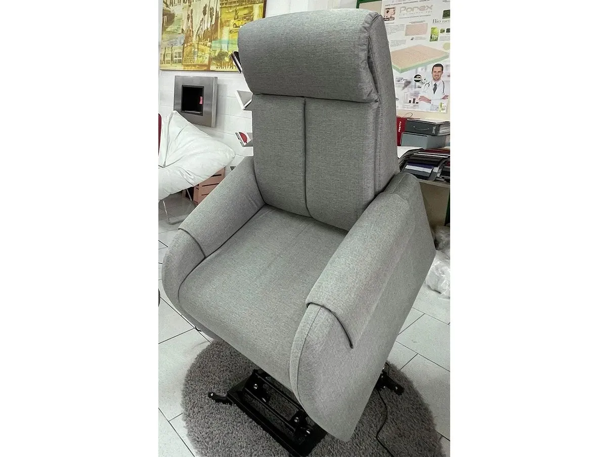 Relaxsessel Grau Aufstehhilfe aus Stoff (grau) 5