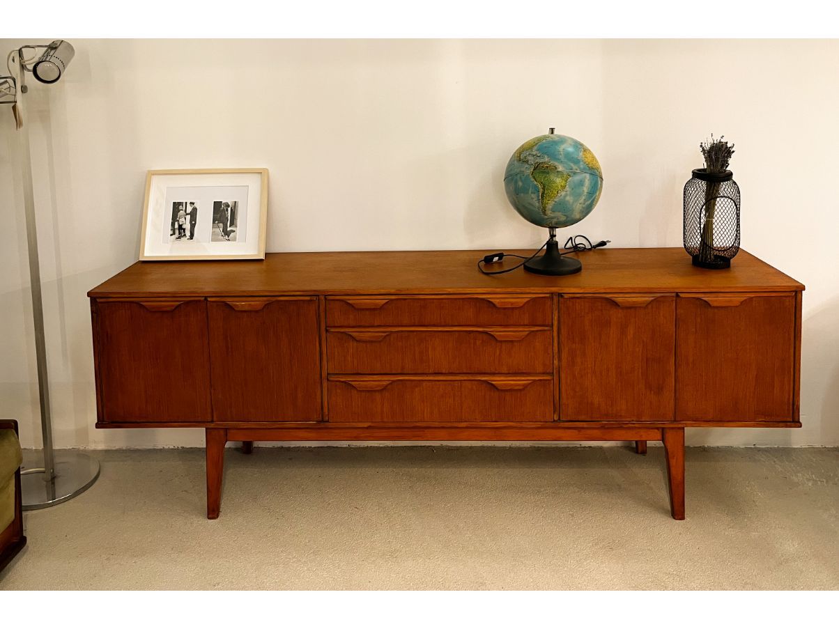 Credenza vintage in teak e rovere con 5 cassetti, 1960