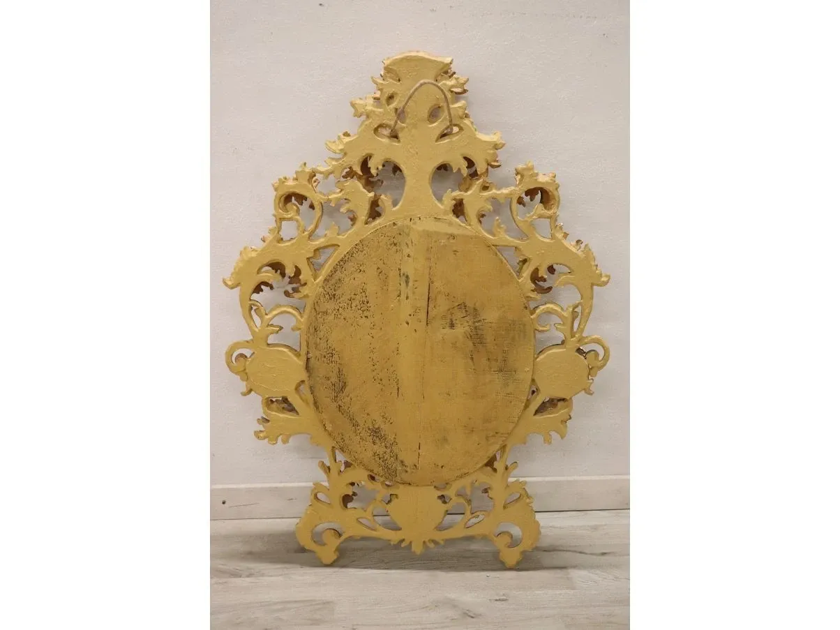 Specchio da parete ovale in legno dorato vintage ('700), 7