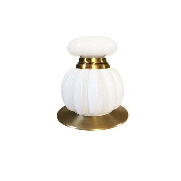 1970s vintage floor table lamp in opaline glass and gold image