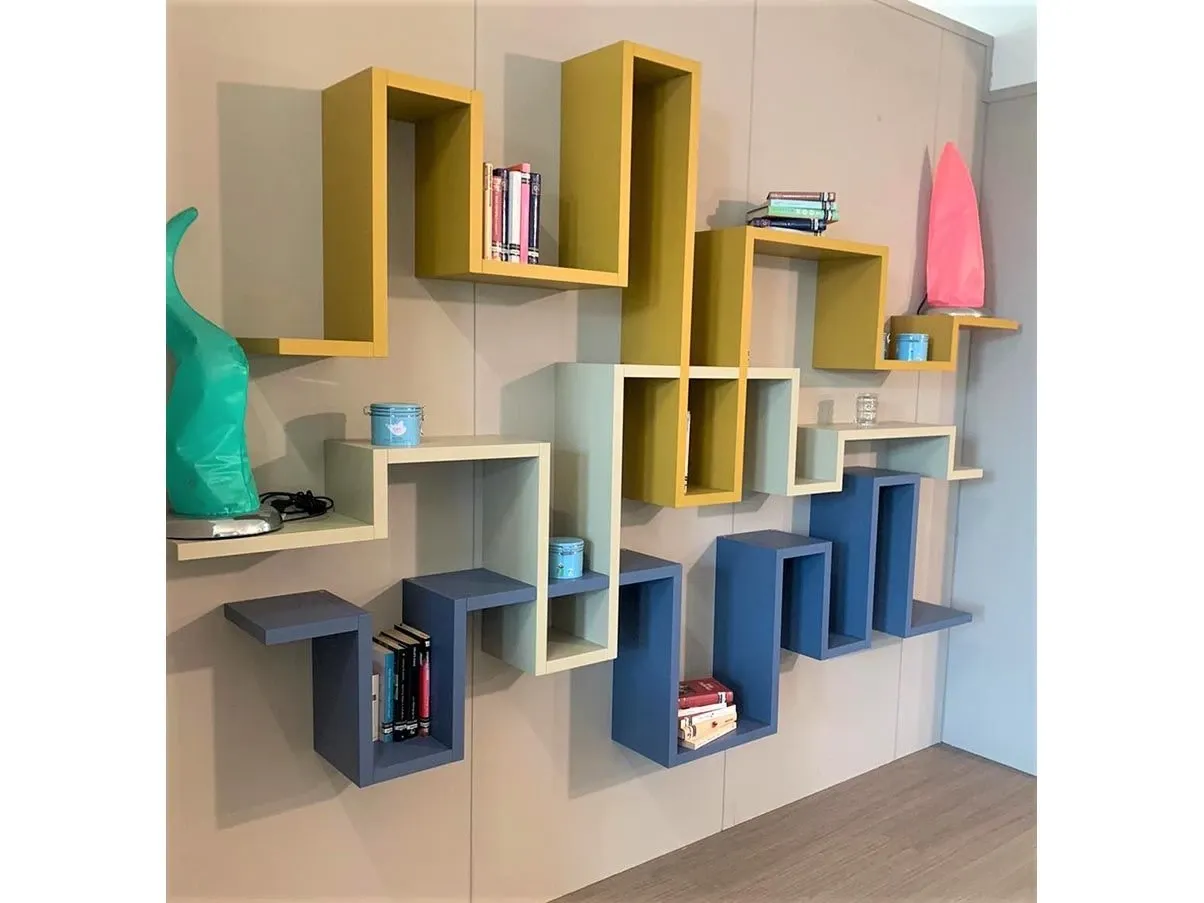 Hanging bookshelf Bookshelf lacquered wood (multicolored), Lago 1
