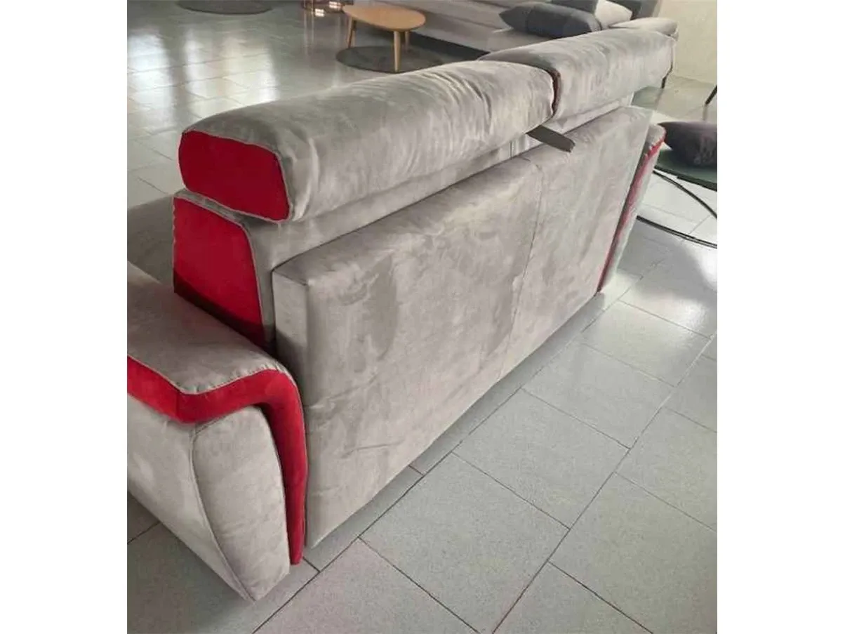 Schlafsofa Rot und Grau aus Stoff 8