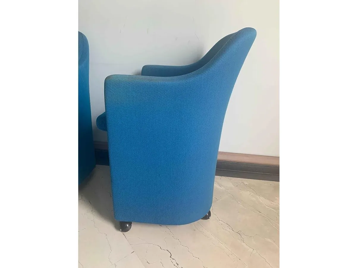 Set of 3 PS 142 armchairs by Eugenio Gerli (light blue), Tecno 1
