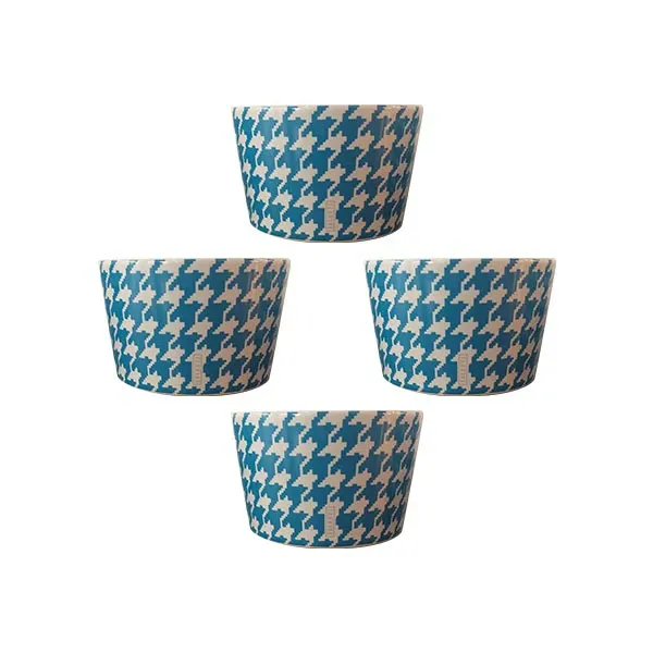 Set 4 coppette in ceramica con pied-de-poule 2