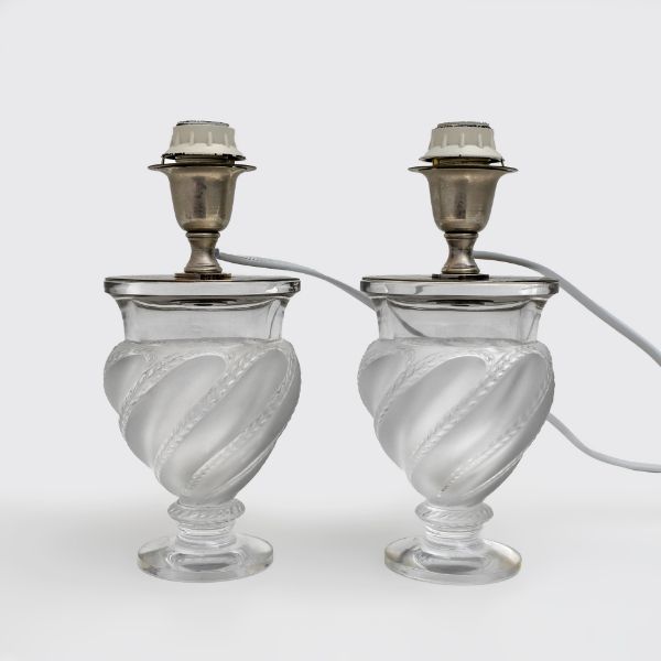 Set of 2 Ermenonville crystal table lamps, Lalique  image