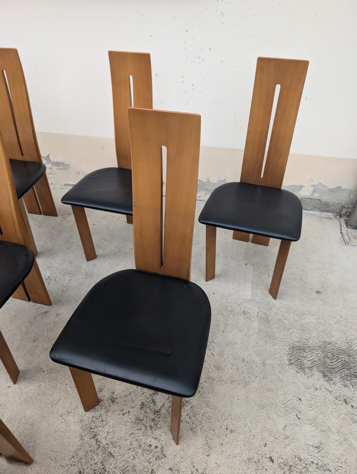 6er Set Esszimmerstühle aus Kirschholz und Leder von Mario Marenco (70er Jahre) Optional7