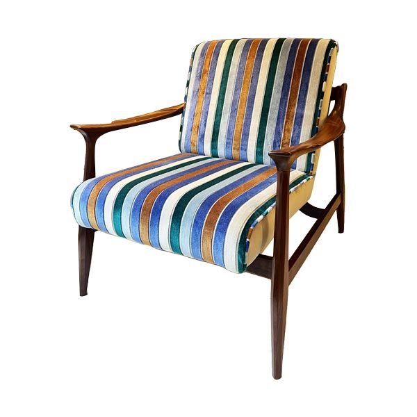 Vintage striped velvet armchair (1960s), image