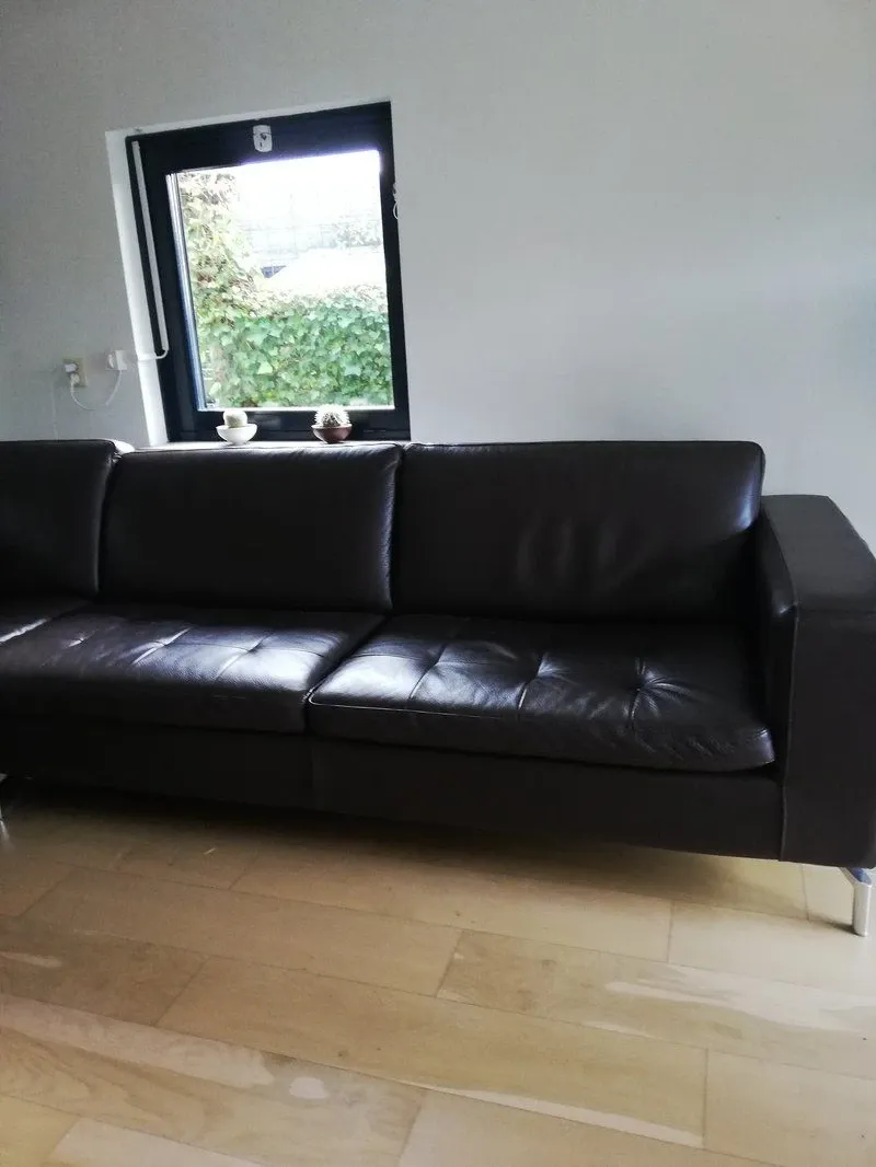 Corner sofa in dark brown textured leather, Natuzzi 10