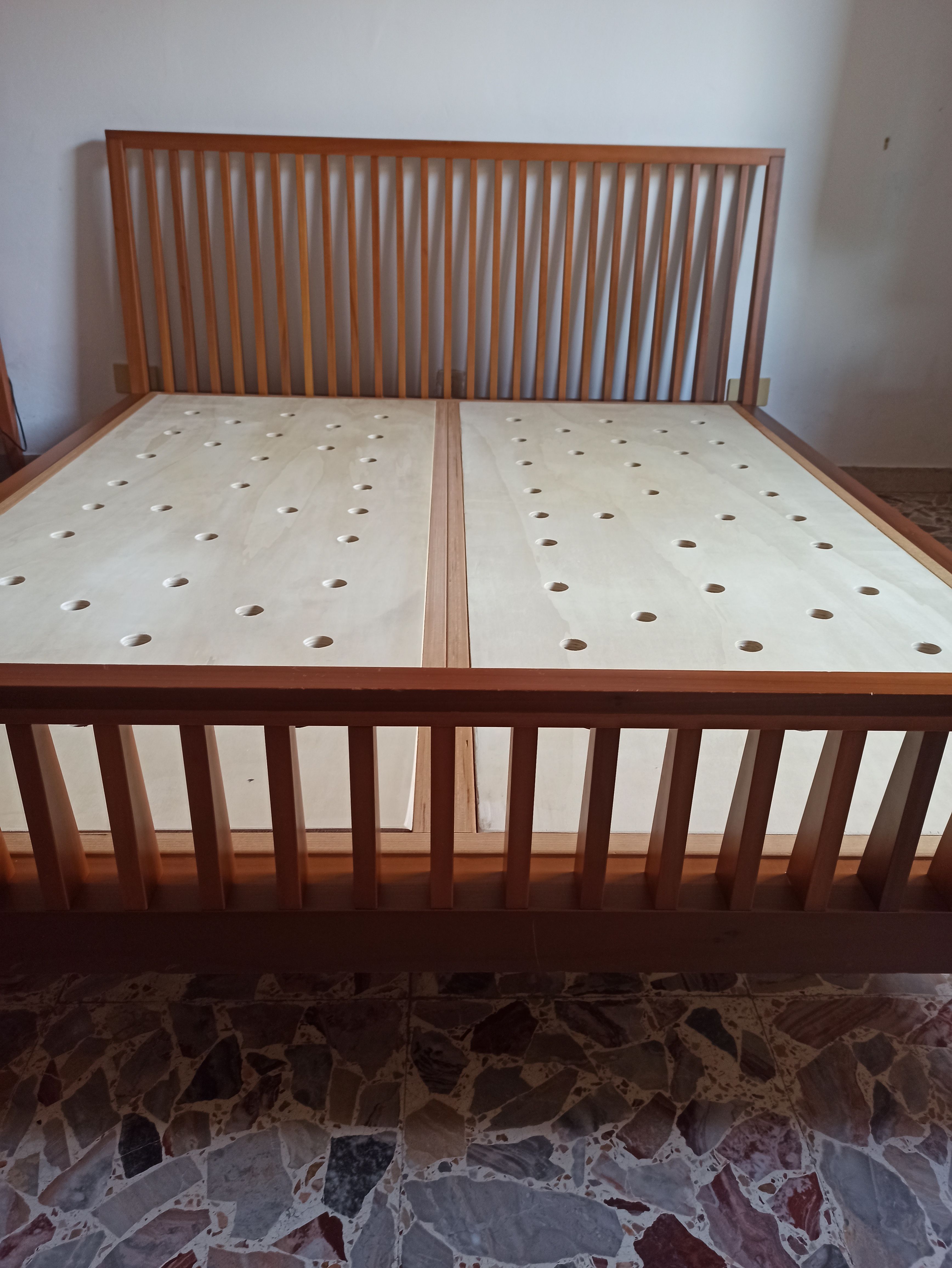 Doppelbett aus Kirschholz (1990er Jahre) Main