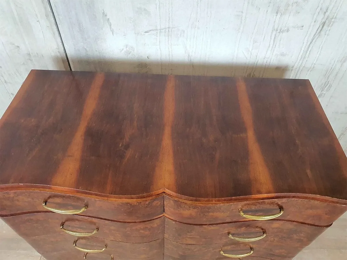 Comò vintage Art Decò con cassetti e maniglie in ottone 3