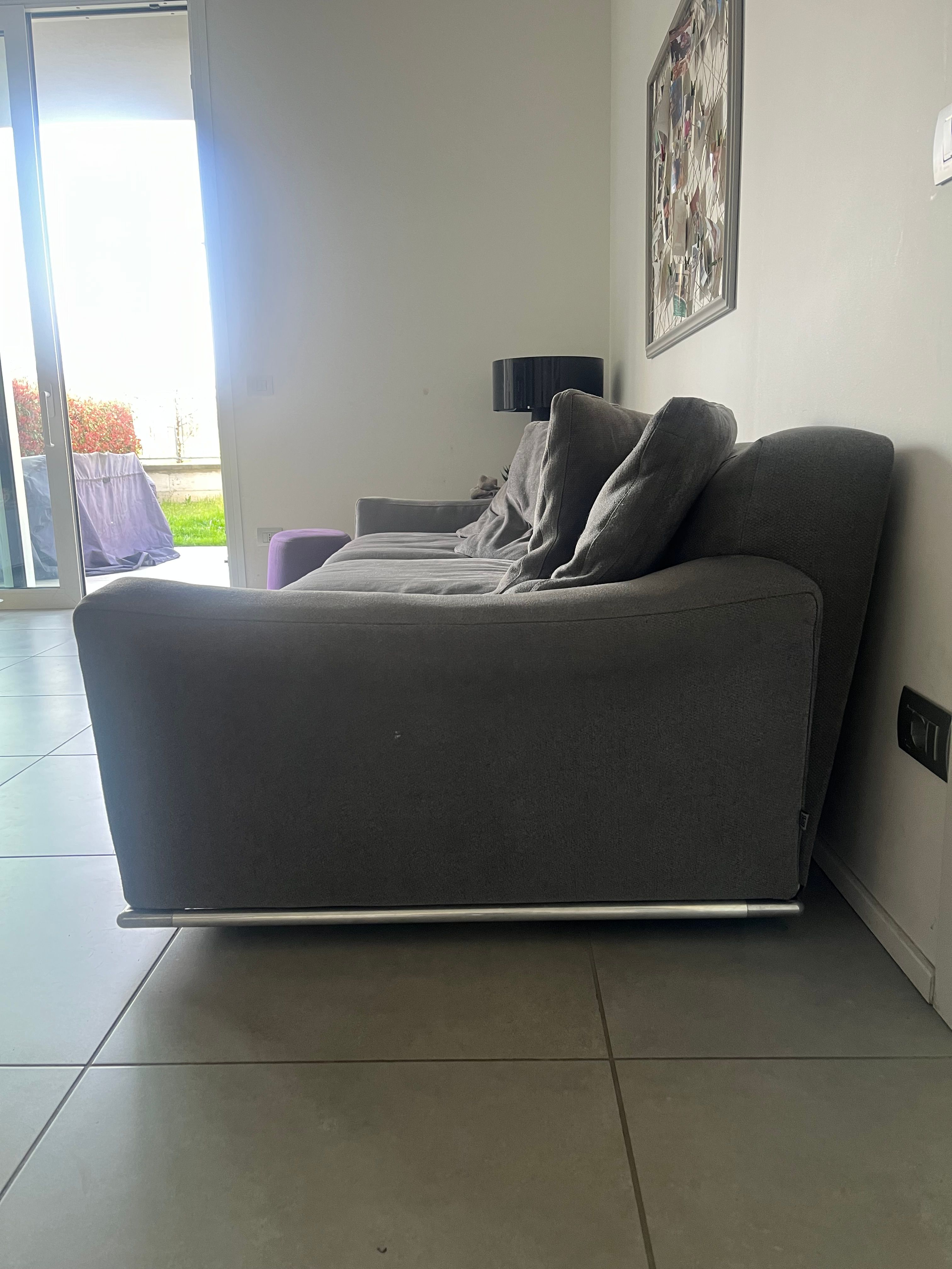 Luis 3 seater sofa upholstered in grey fabric by Antonio Citterio, B&B Italia Brand