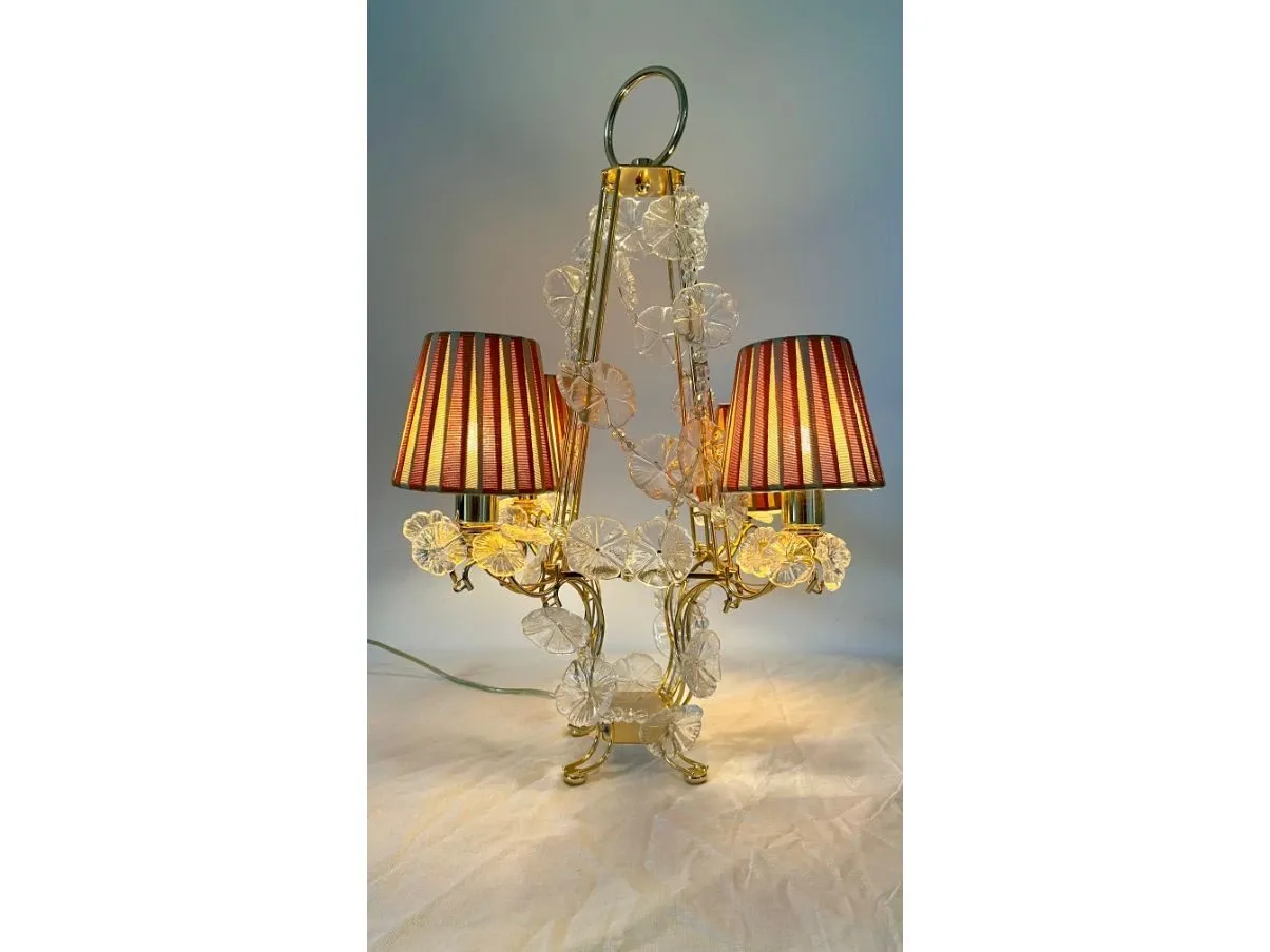 Lampada da tavolo in ferro placcato oro vintage,  1