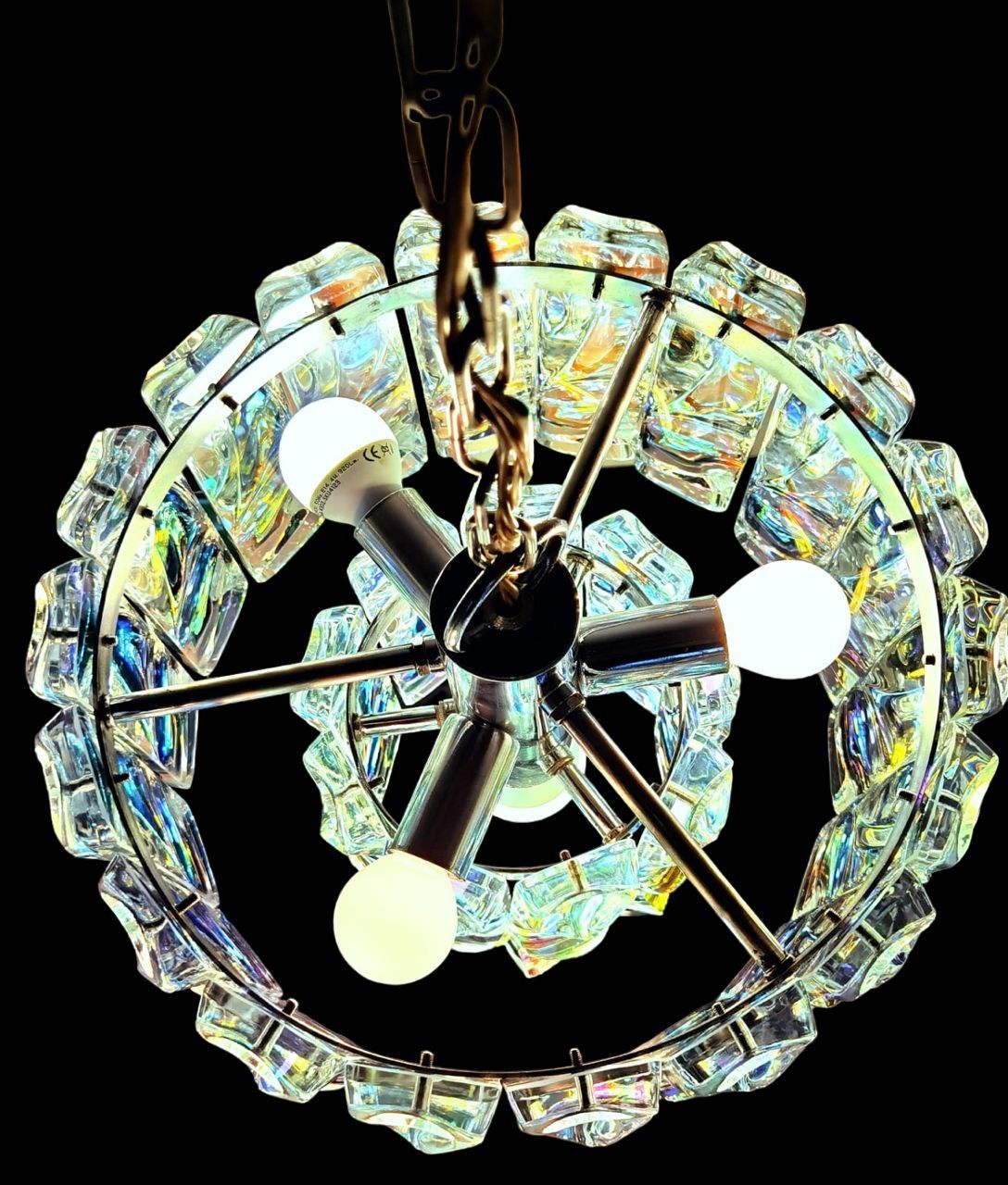 Lampadario in vetro di Murano multicolore (anni '60), Front