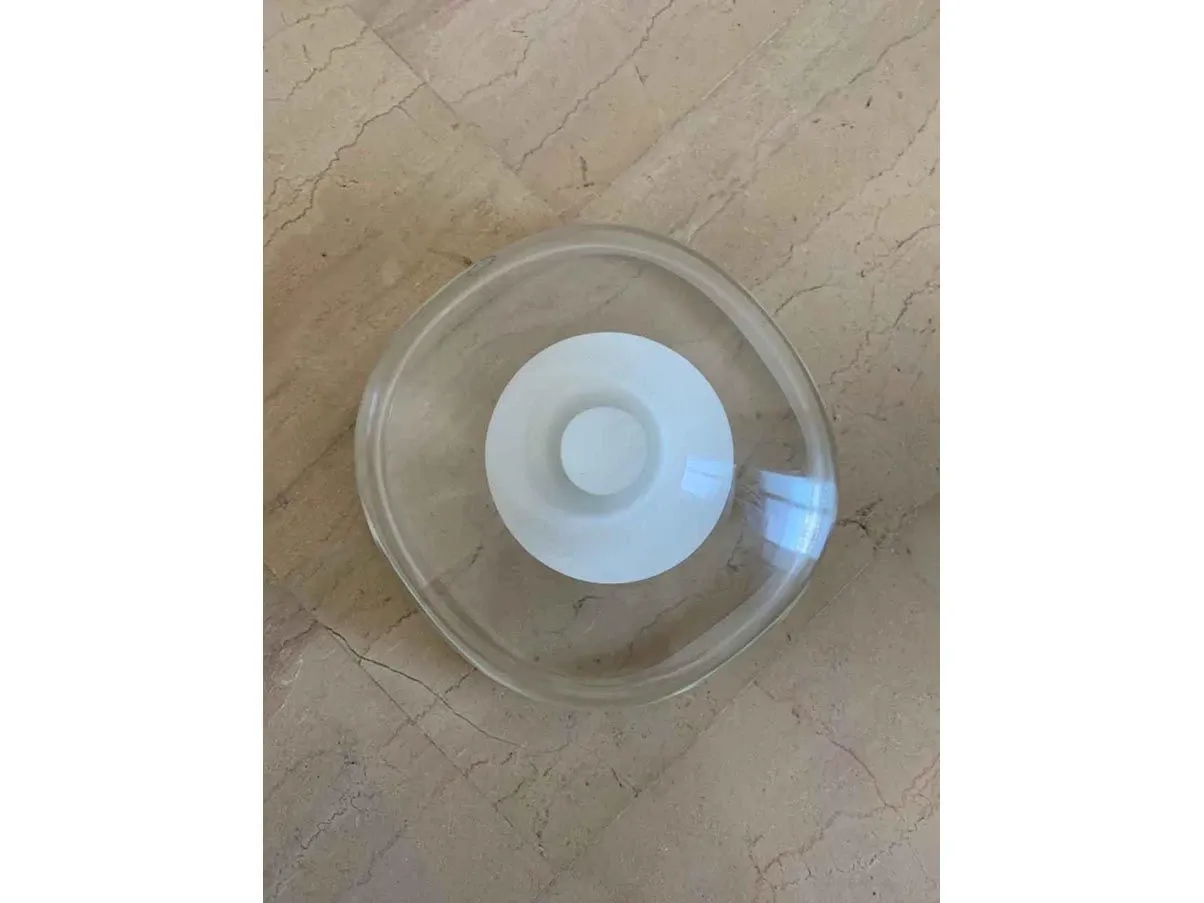 Posacenere vintage in vetro bianco e trasparente, Venini 6