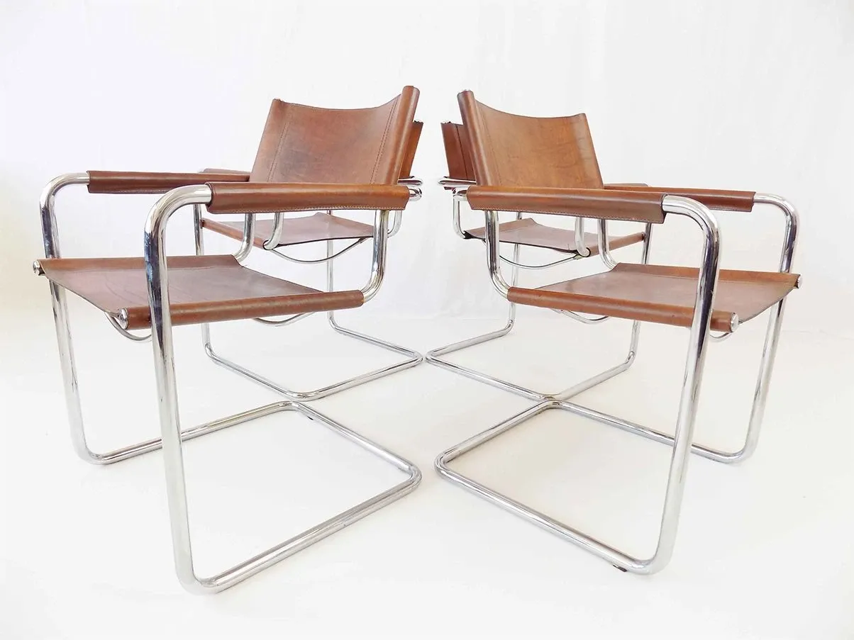 4er-Set Metallstühle mit Kunstleder (braun) 9