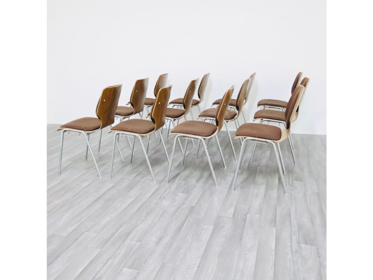 Set of 12 Vintage 1970s Bentwood Office Chairs Main