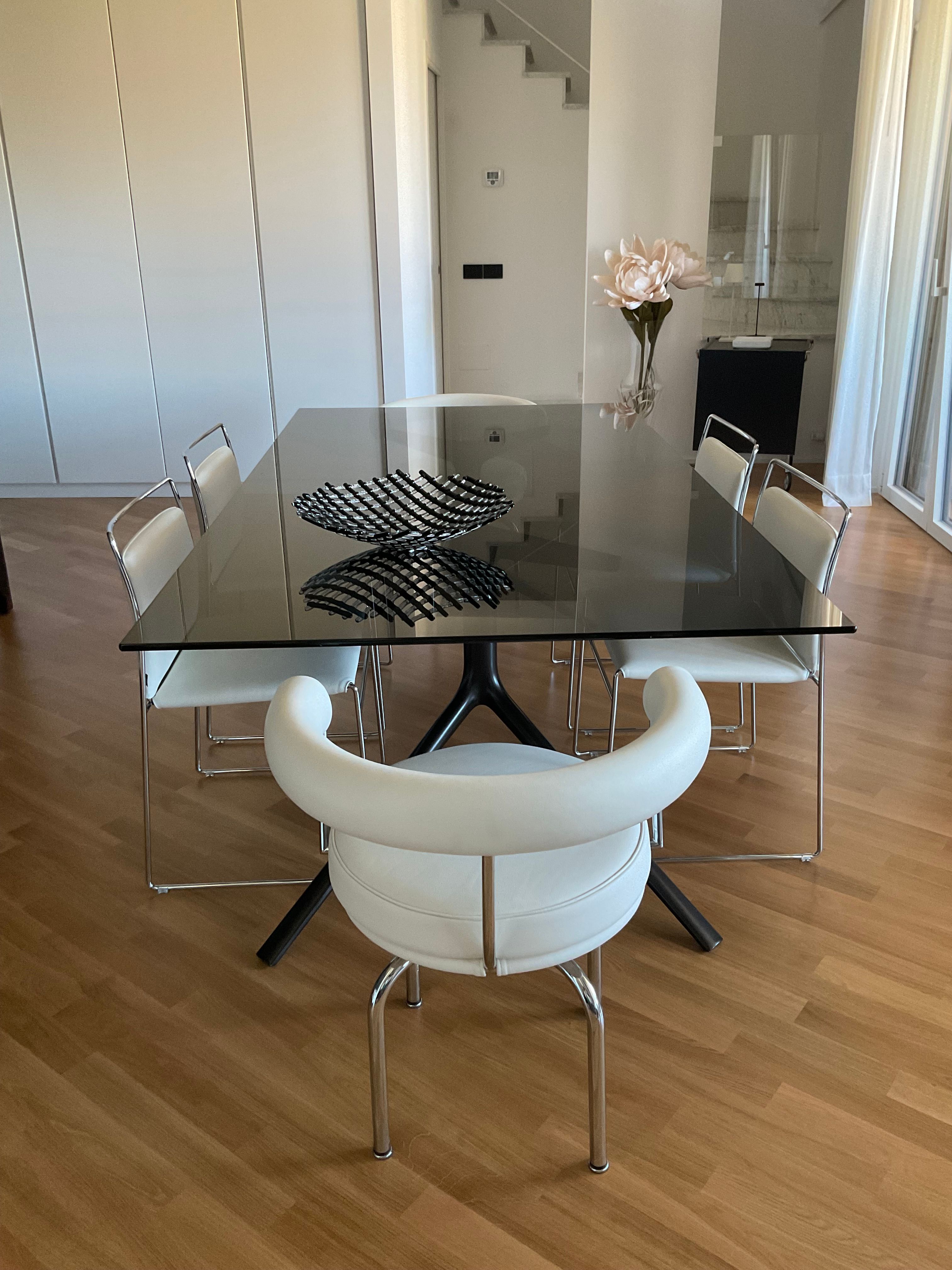 Mondrian Rechteckiger Esstisch aus Rauchglas Main