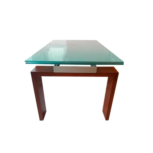 Rectangular extendable table in glass and wood, Tonin Casa image