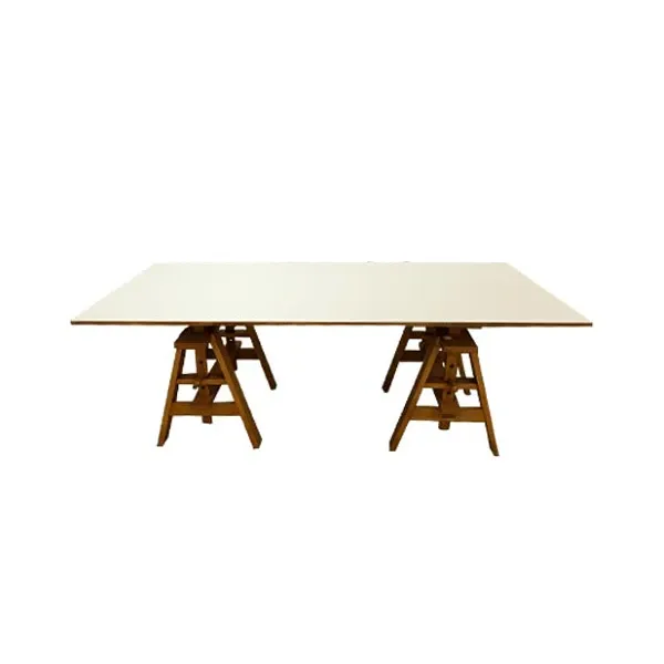 Leonardo table with trestles by Achille Castiglioni, Zanotta 2