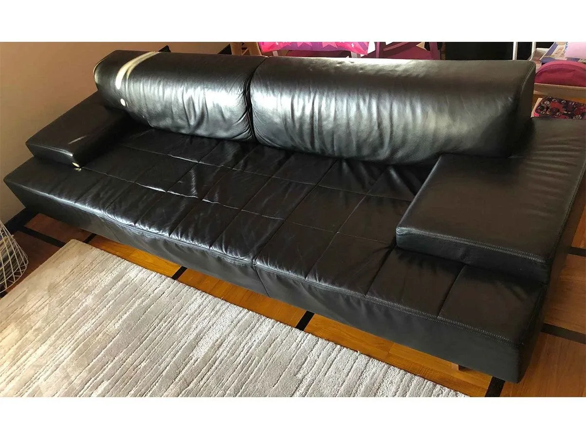 Divano 3 posti Quadra con pouf pelle (nero), Poltrona Frau 