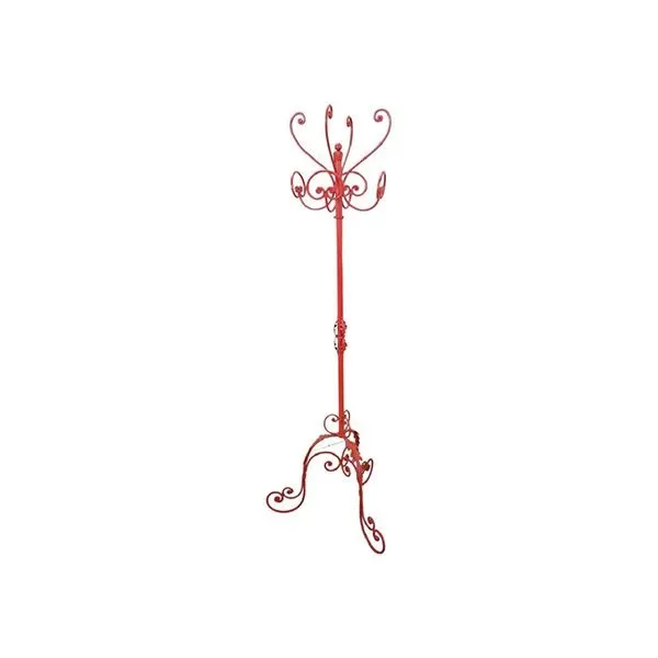 Vintage coat rack in red lacquered iron, 