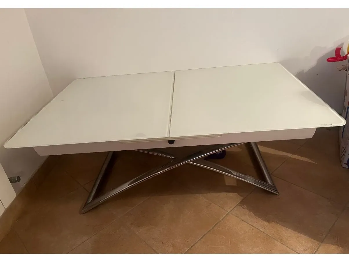 Tavolo rettangolare in vetro e acciaio, Calligaris 5