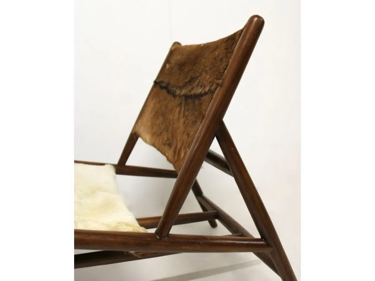 Vintage Stuhl aus Kuhfell-Leder 4