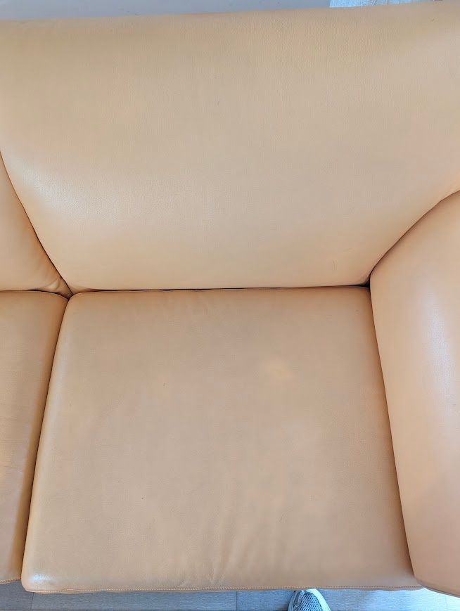 Eos 3-Seater Orange Leather Sofa by Luciano Pagani and Angelo Perversi Defects